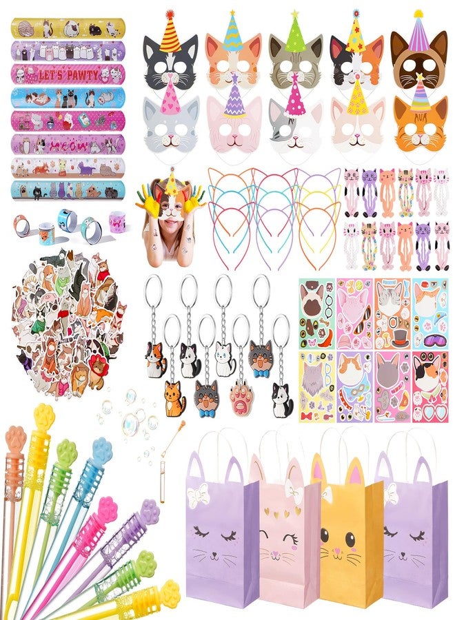 Vanblue 146Pcs Cat Party Favors Themed Birthday Party Decorations for Kids, Cat Party Supplies Goodie Bag Stuffers Fillers,Pet Headband Gifts Bags - Image 1